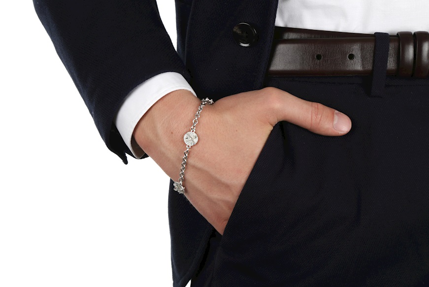 Bracciale argento tre tondi con mazze e pallina da golf Selezione Zanolli
