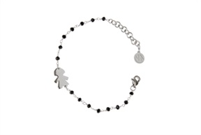 Bracciale Mon Amour argento con bambina e cristalli neri