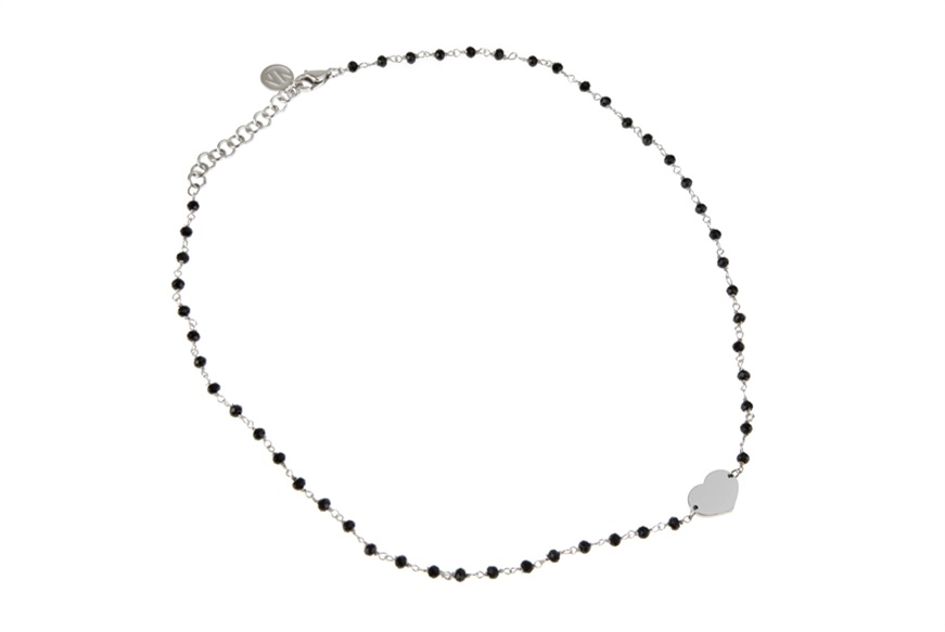 Necklace Mon Amour silver with heart and black crystals Nomination