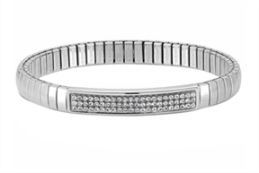 Bracciale elastico Xte acciaio con zircone bianco Nomination