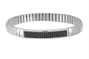 Bracciale elastico Xte acciaio con zircone nero Nomination