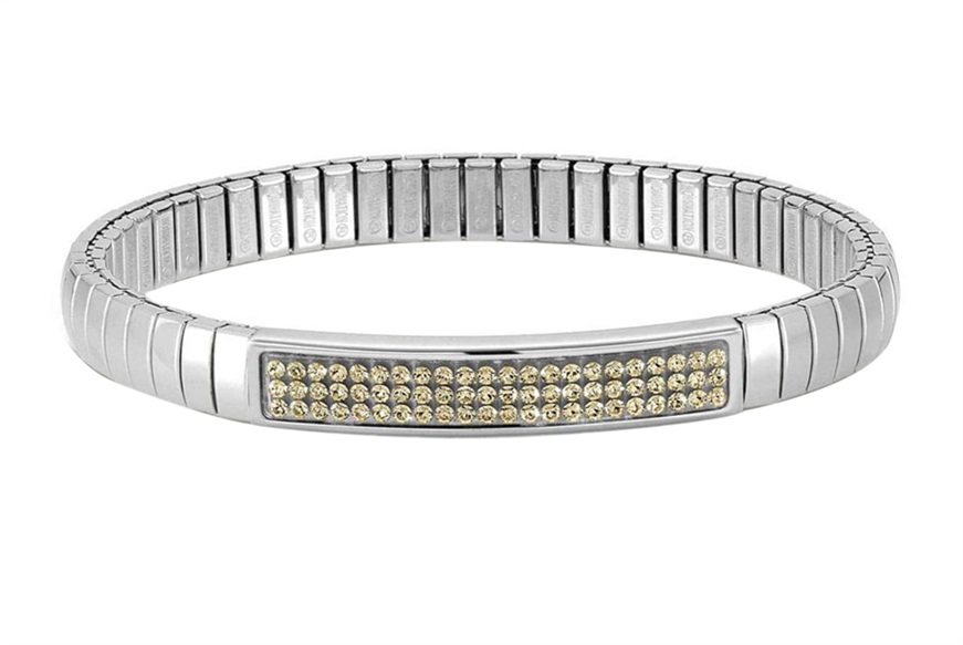 Bracciale elastico Xte acciaio con zircone champagne Nomination