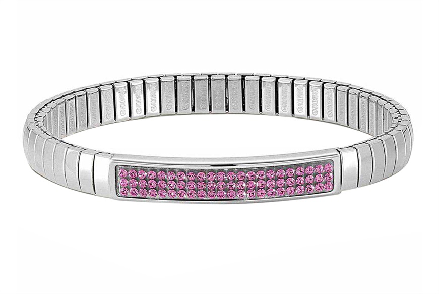 Bracciale elastico Xte acciaio con cristalli fucsia Nomination