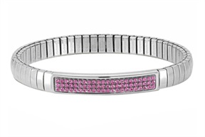 Bracciale elastico Xte acciaio con cristalli fucsia