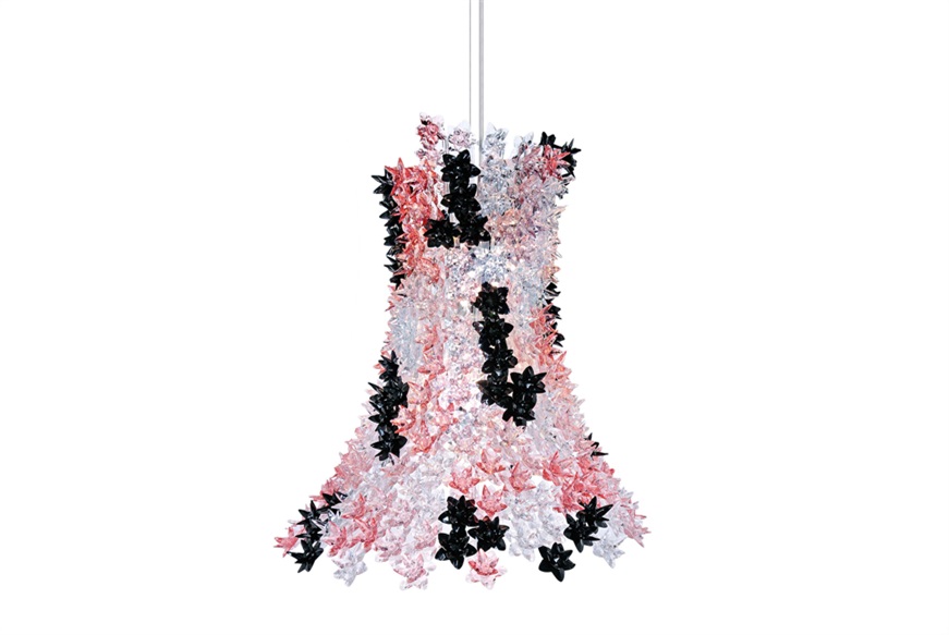 Suspension lamp Bloom pink and crystal Kartell