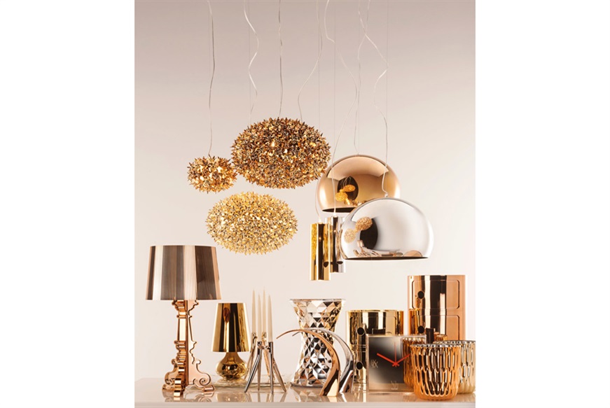 Suspension lamp Bloom gold copper and bronze Kartell