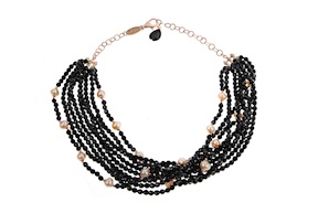 Necklace silver with black agate and pink pearl Luisa della Salda