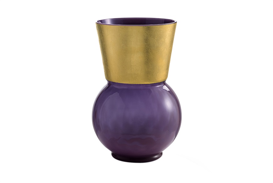 Vaso Basilio vetro di Murano viola e oro medio Nasonmoretti