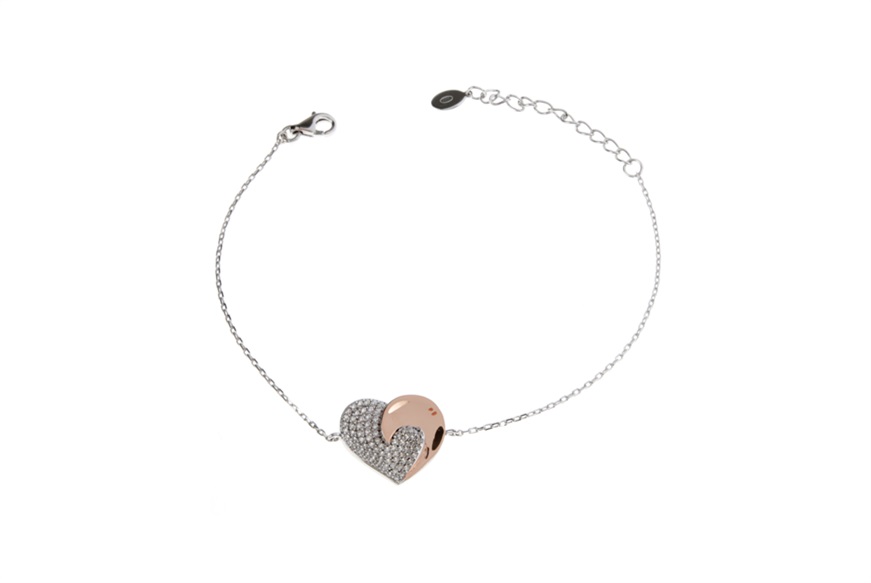 Bracciale argento con cuore rosè e zirconi Selezione Zanolli