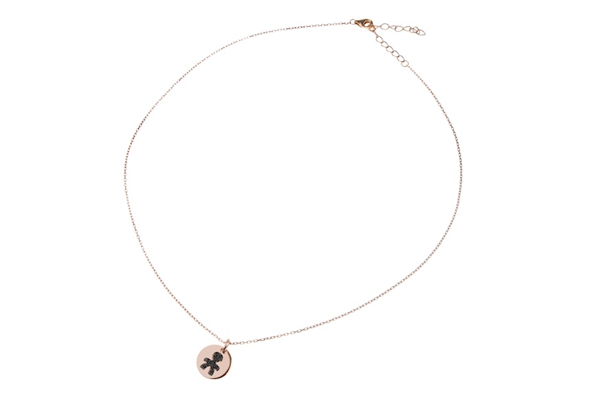 Collana argento rosè tondo bimbo con zirconi neri Selezione Zanolli