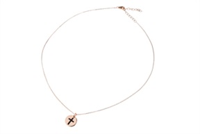 Collana argento rosè tondo croce con zirconi neri