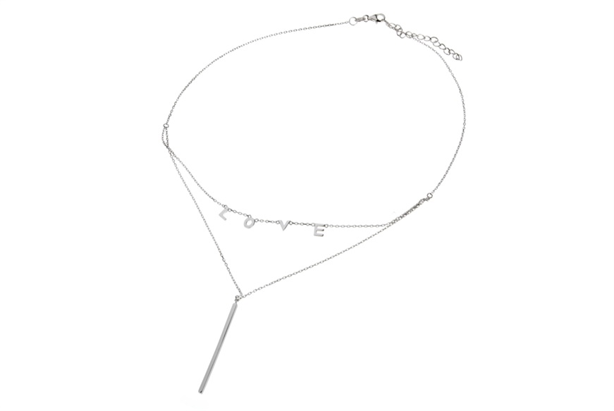 Necklace silver two threads with Love write Selezione Zanolli