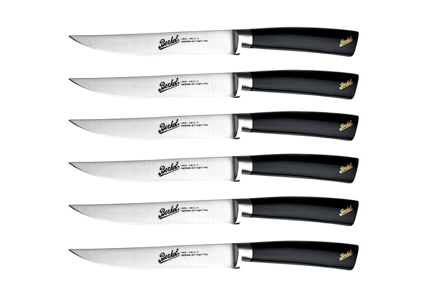 6 pcs. steak knife set Elegance steel with black handle Berkel