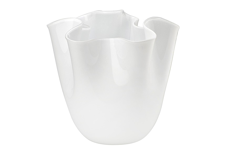Vase Fazzoletto Murano glass opalino milk white Venini