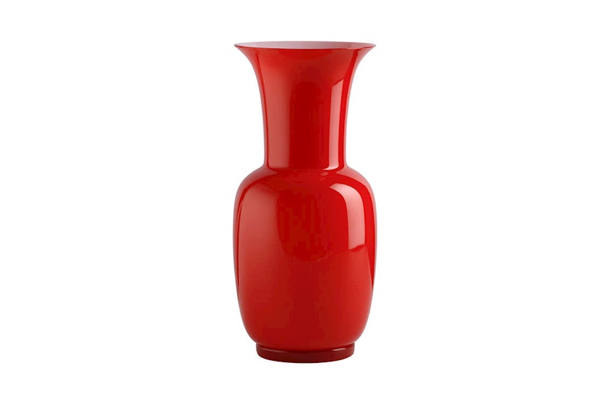 Vase Opalino Murano glass red Venini