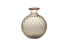 Vaso Monofiore Balloton vetro di Murano talpa con filo rosso