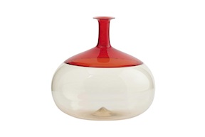 Vaso Bolle vetro di Murano pagliesco e rosso Venini