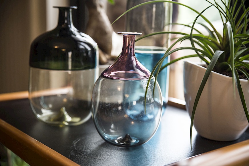 Vaso Bolle vetro di Murano ametista e talpa Venini