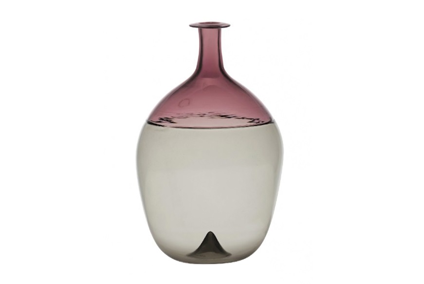 Vase Bolle Murano glass grey and purple Venini