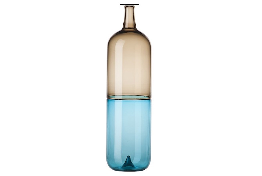 Vase Bolle Murano glass grey and blue Venini