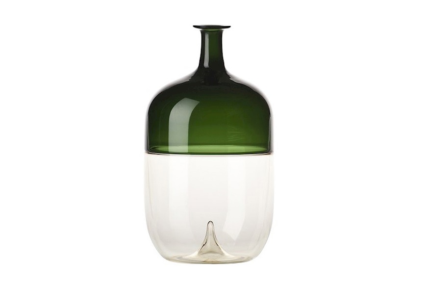 Vaso Bolle vetro di Murano colore pagliesco e verde mela Venini