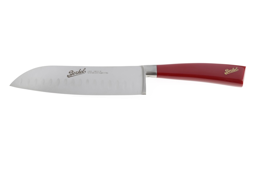 Santoku knife Elegance steel with red handle Berkel