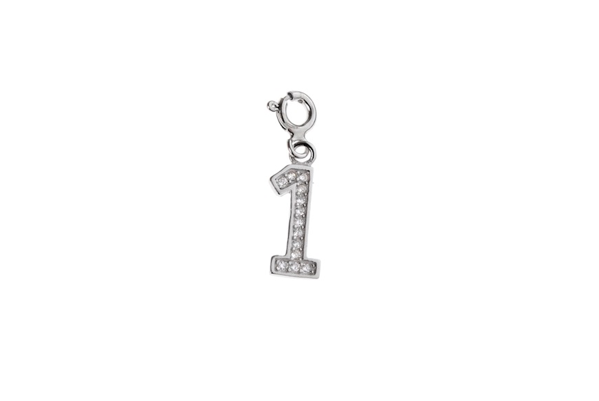 Pendant 1 number silver with white zircons Selezione Zanolli