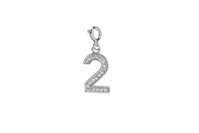 Pendant 2 number silver with white zircons Selezione Zanolli