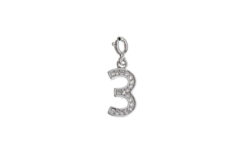 Pendant 3 number silver with white zircons Selezione Zanolli