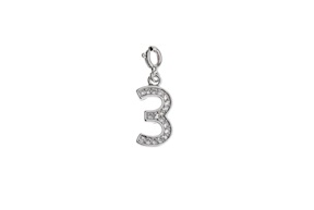 Pendant 3 number silver with white zircons Selezione Zanolli