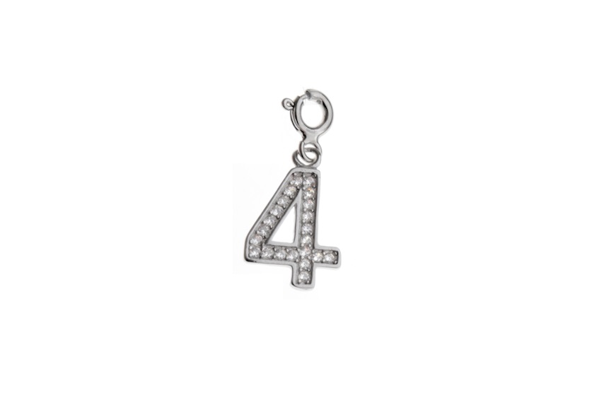 Pendant 4 number silver with white zircons Selezione Zanolli