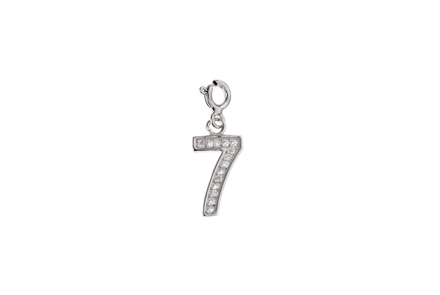Pendant 7 number silver with white zircons Selezione Zanolli