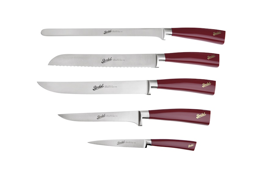 Set Chef 5 pezzi Elegance acciaio con manico rosso confezione regalo Berkel
