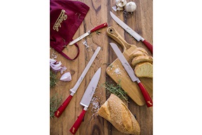 Set Chef 5 pezzi Elegance acciaio con manico rosso confezione regalo Berkel