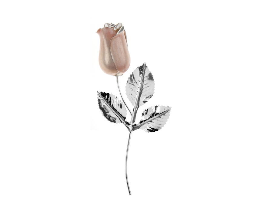 Bomboniera Rosetta bocciolo rosa silver plated con essenza e scatola Selezione Zanolli