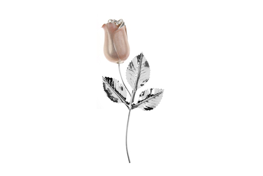 Rose silver plated pink bud with essence and box Selezione Zanolli