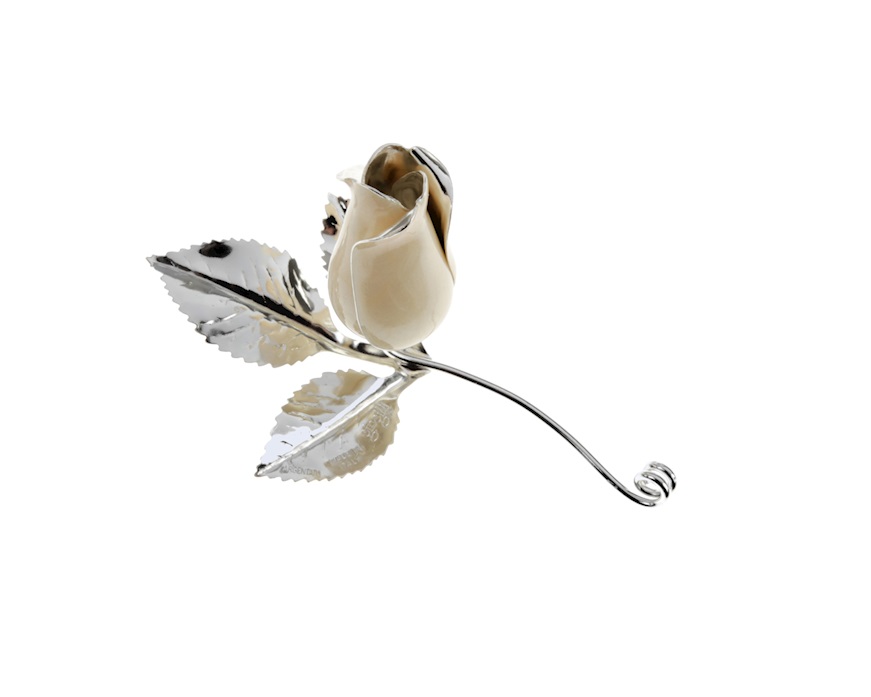 Bomboniera Rosetta bocciolo perla silver plated con essenza e scatola Selezione Zanolli