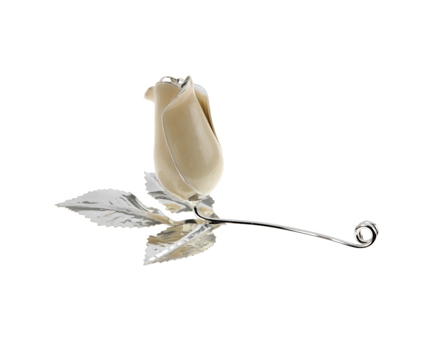 Bomboniera Rosetta bocciolo perla silver plated con essenza e scatola Selezione Zanolli