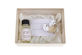 Rose silver plated pearl enamel bud with essence and box Selezione Zanolli