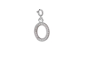 Pendant 0 number silver with white zircons Selezione Zanolli