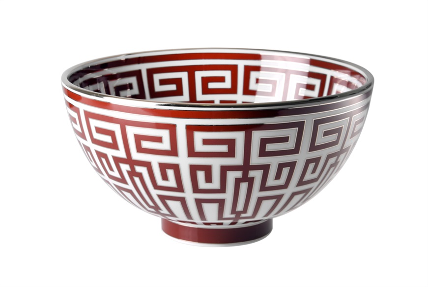 Round bowl Labirinto Scarlatto porcelain Richard Ginori