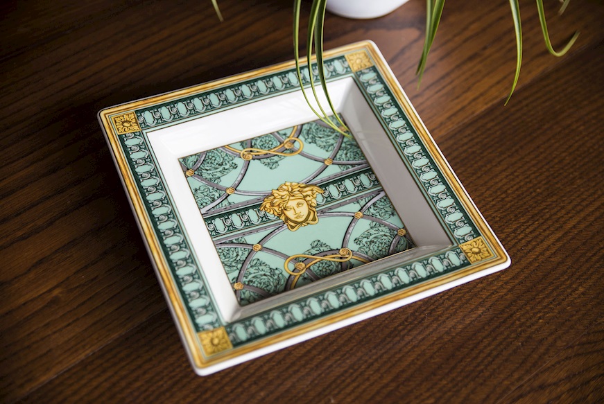 Square bowl La scala del Palazzo porcelain green Versace