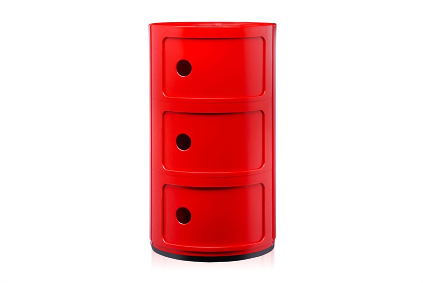 Cassettiera Componibile a tre elementi colore rosso Kartell