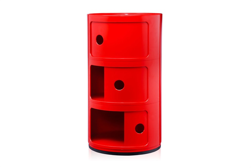 Cassettiera Componibile a tre elementi colore rosso Kartell