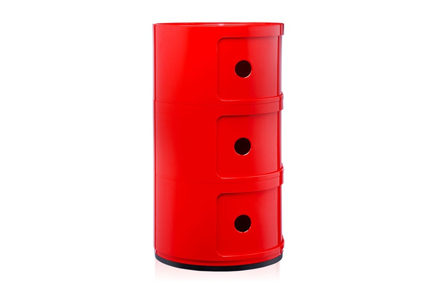Cassettiera Componibile a tre elementi colore rosso Kartell