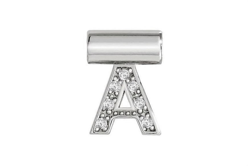 Charm SeiMia silver A letter with zircons Nomination