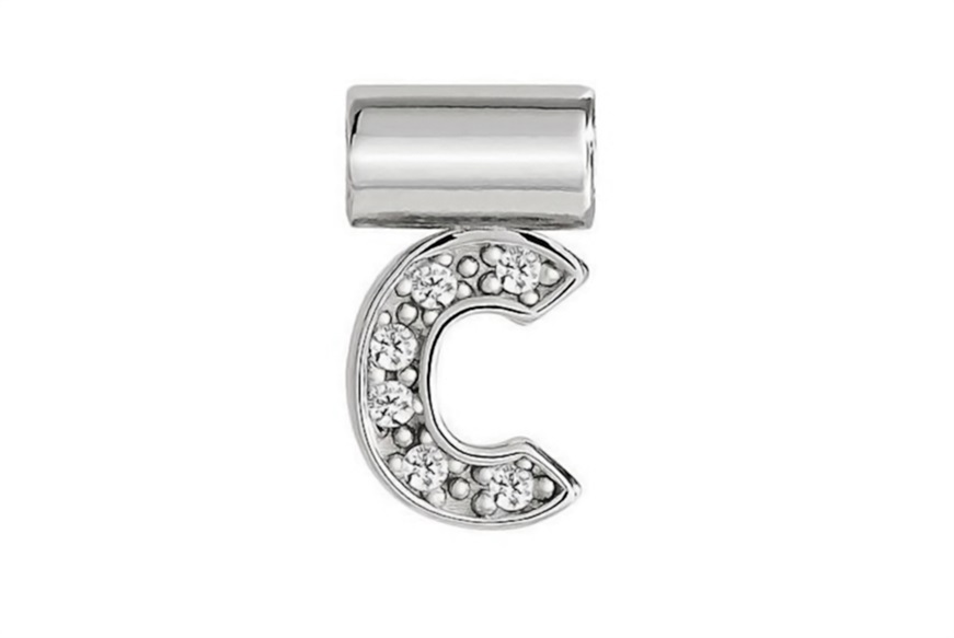 Charm SeiMia silver C letter with zircons Nomination
