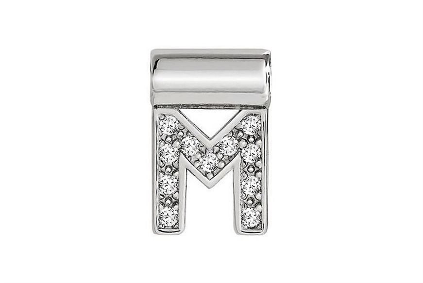 Charm SeiMia silver M letter with zircons Nomination