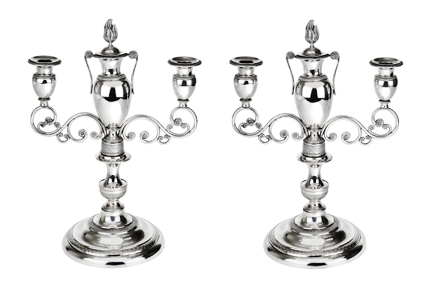 Coppia di candelabri argento 850 grammi Genova (ITA) 1824-1873 Selezione Zanolli