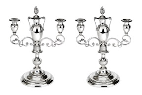 Coppia di candelabri argento 850 grammi Genova (ITA) 1824-1873 Selezione Zanolli